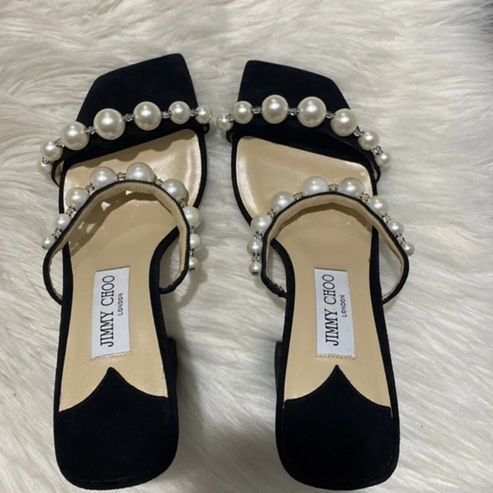 New Jimmy Choo Amara Embellished slide sandal‎ size 38.5EU